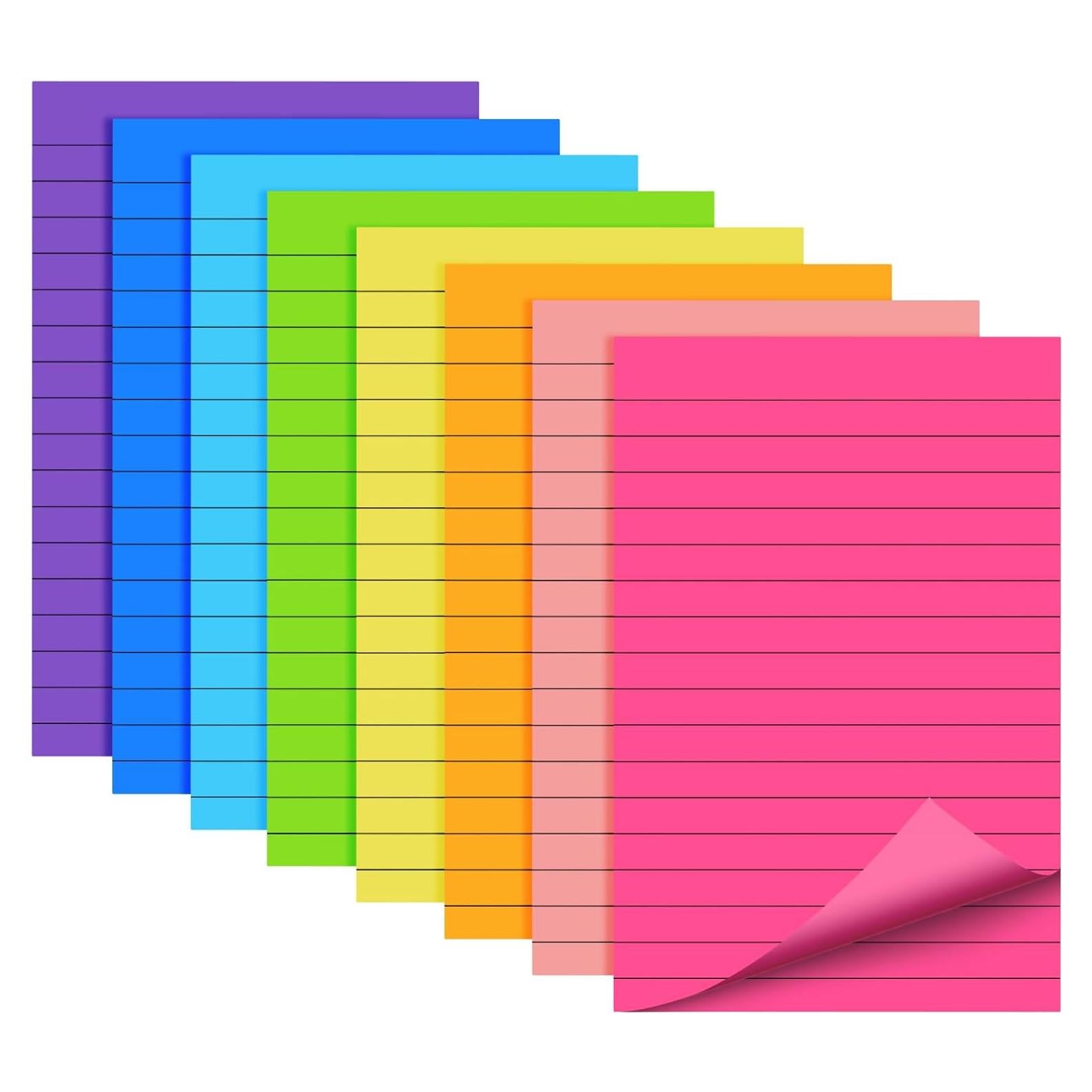 Notas Adhesivas Rayadas 10x15 cm Cayxenful, 8 Colores, 40 Hojas