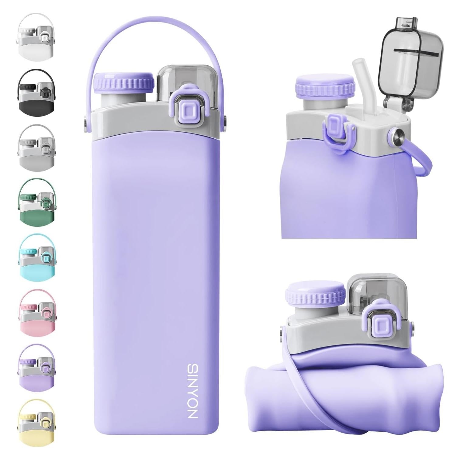 Botella de Agua Plegable Sinyon 600ml Silicona A Prueba de Fugas