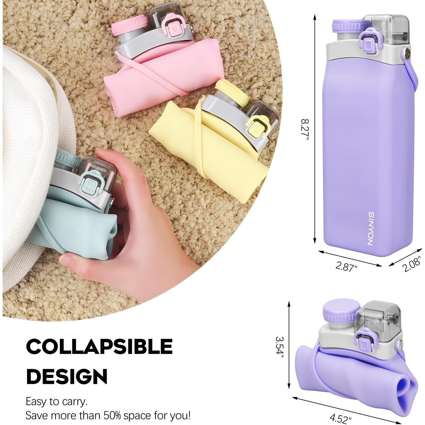 Botella de Agua Plegable Sinyon 600ml Silicona A Prueba de Fugas