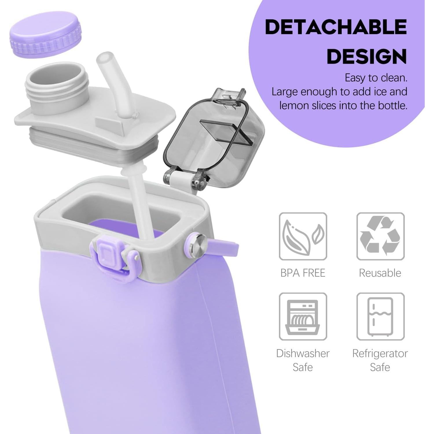 Botella de Agua Plegable Sinyon 600ml Silicona A Prueba de Fugas