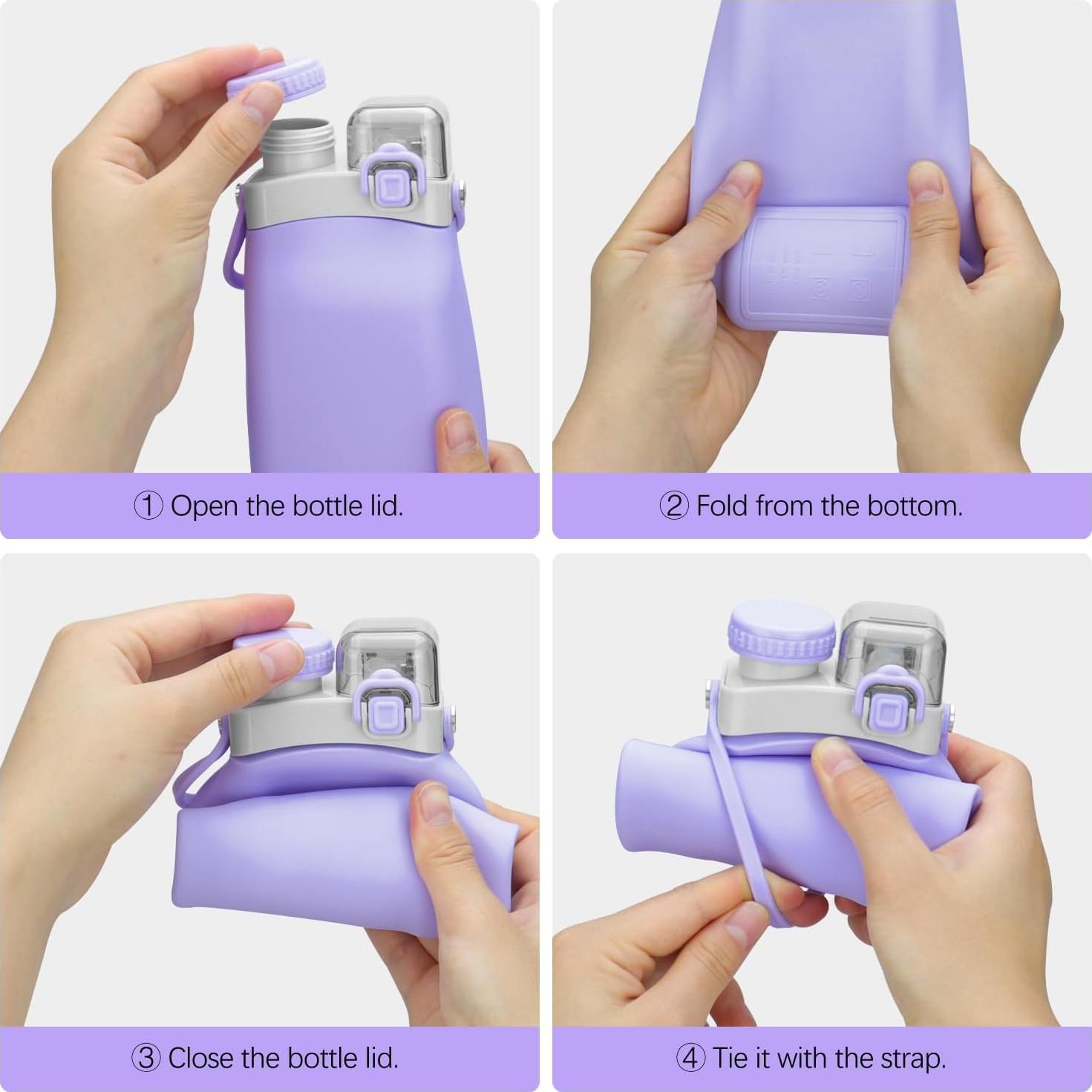 Botella de Agua Plegable Sinyon 600ml Silicona A Prueba de Fugas