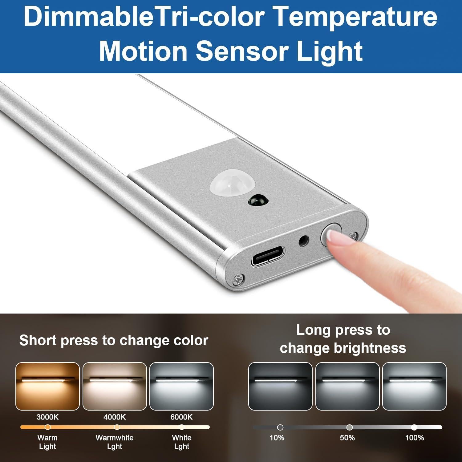 Luces Bajo el Gabinete Long-Stars 64 LED Inalámbricas con Sensor
