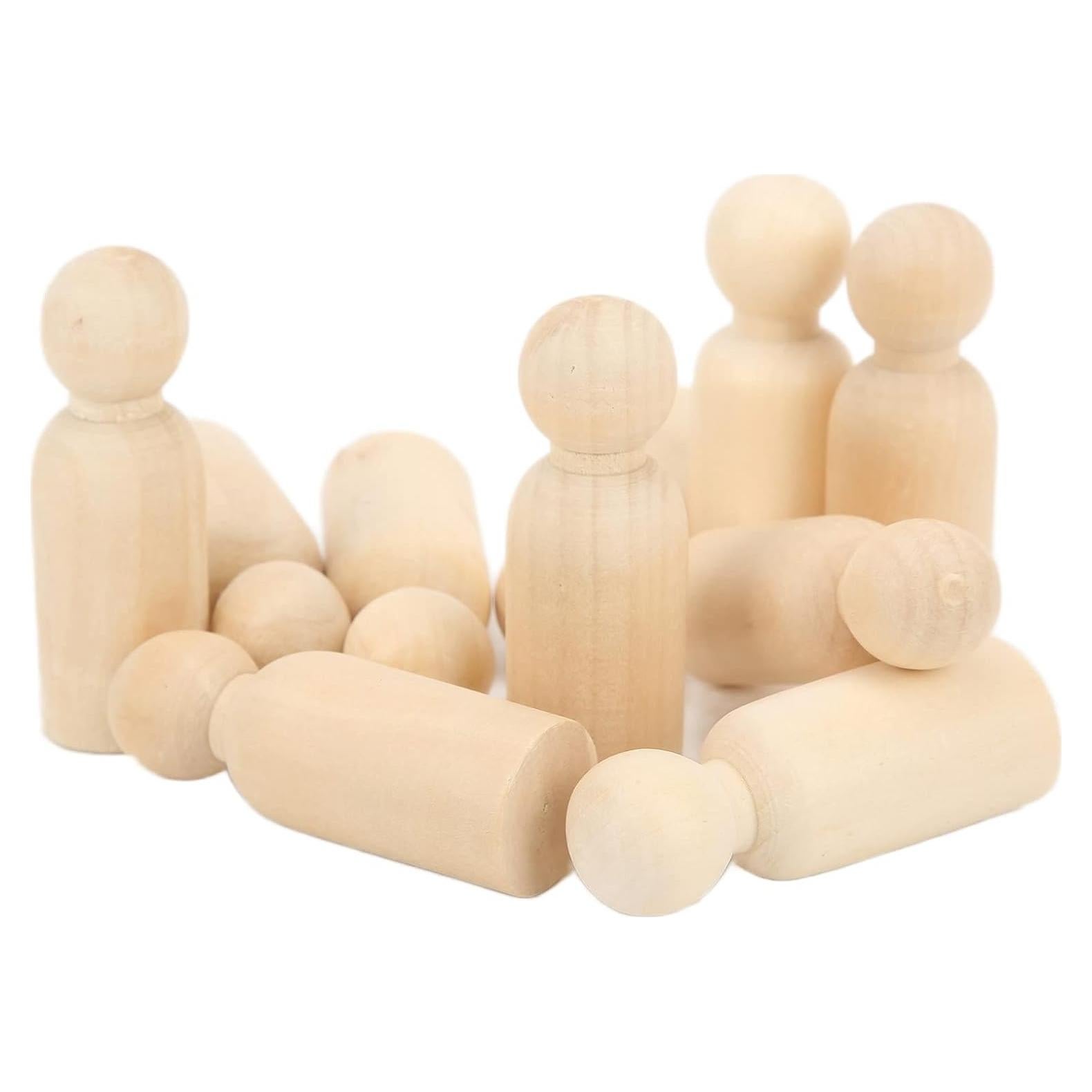 Set de 10 Muñecos de Madera sin Terminar Pssopp para Manualidades