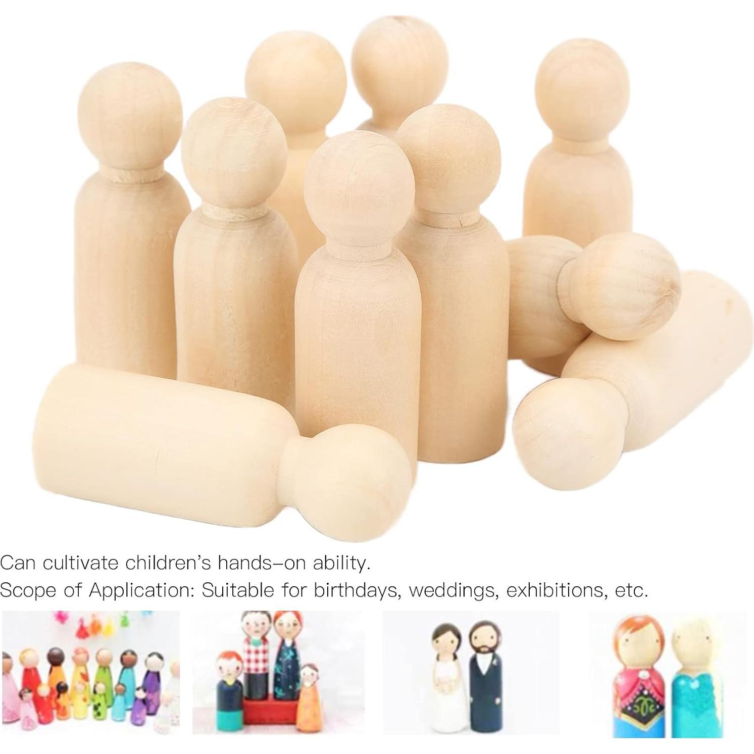 Set de 10 Muñecos de Madera sin Terminar Pssopp para Manualidades