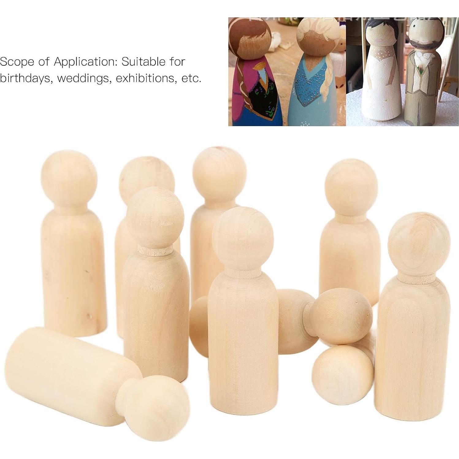 Set de 10 Muñecos de Madera sin Terminar Pssopp para Manualidades