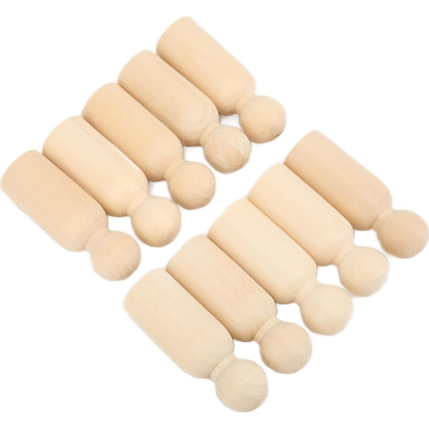Set de 10 Muñecos de Madera sin Terminar Pssopp para Manualidades