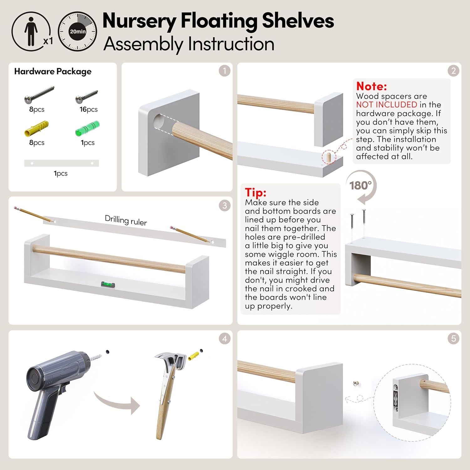 Estanterías de Libros de Pared Seocry NSYM - Paquete de 4
