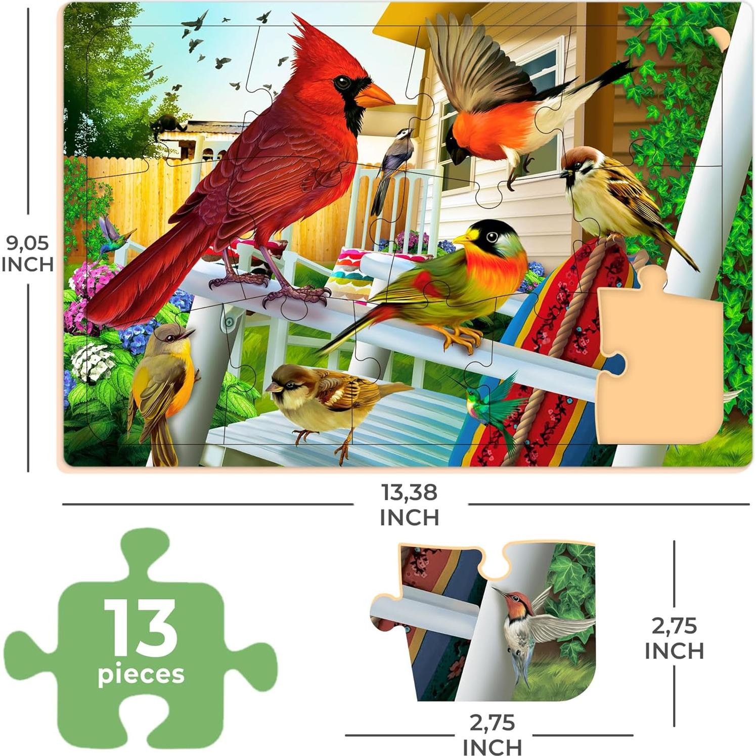 Rompecabezas de Demencia QUOKKA 13 Piezas Aves y Gatos