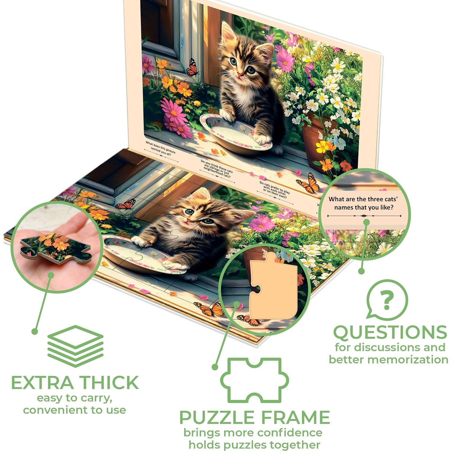 Rompecabezas de Demencia QUOKKA 13 Piezas Aves y Gatos