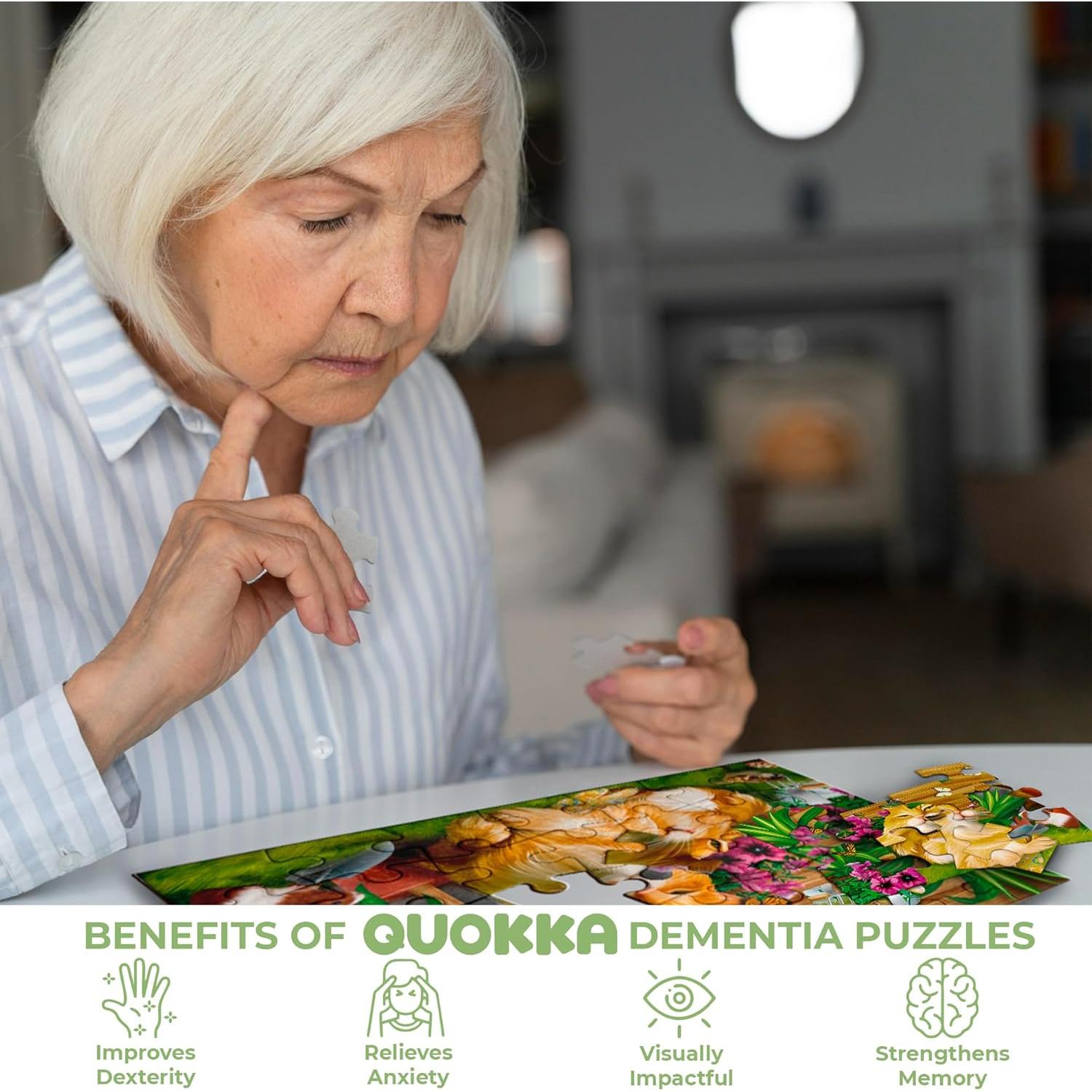 Rompecabezas de Demencia QUOKKA 13 Piezas Aves y Gatos