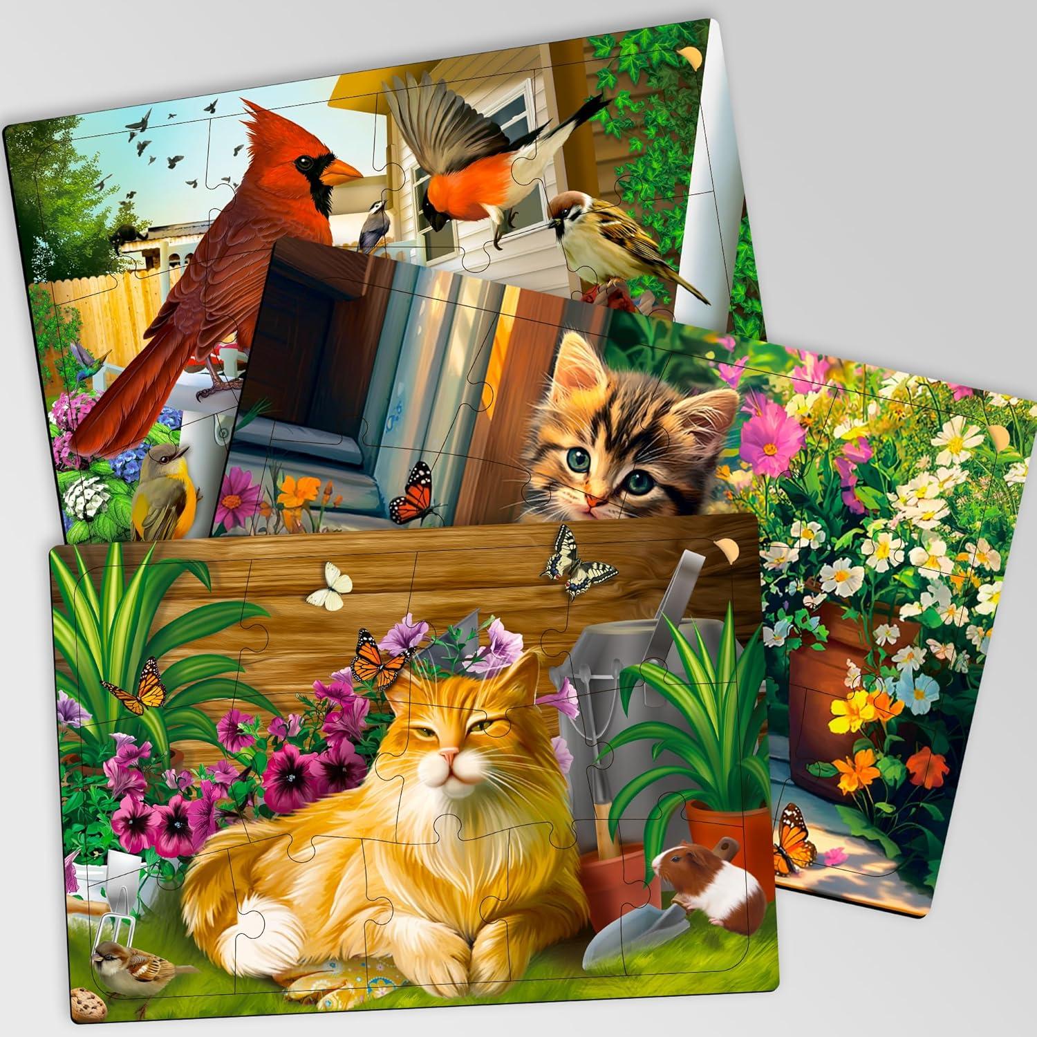 Rompecabezas de Demencia QUOKKA 13 Piezas Aves y Gatos