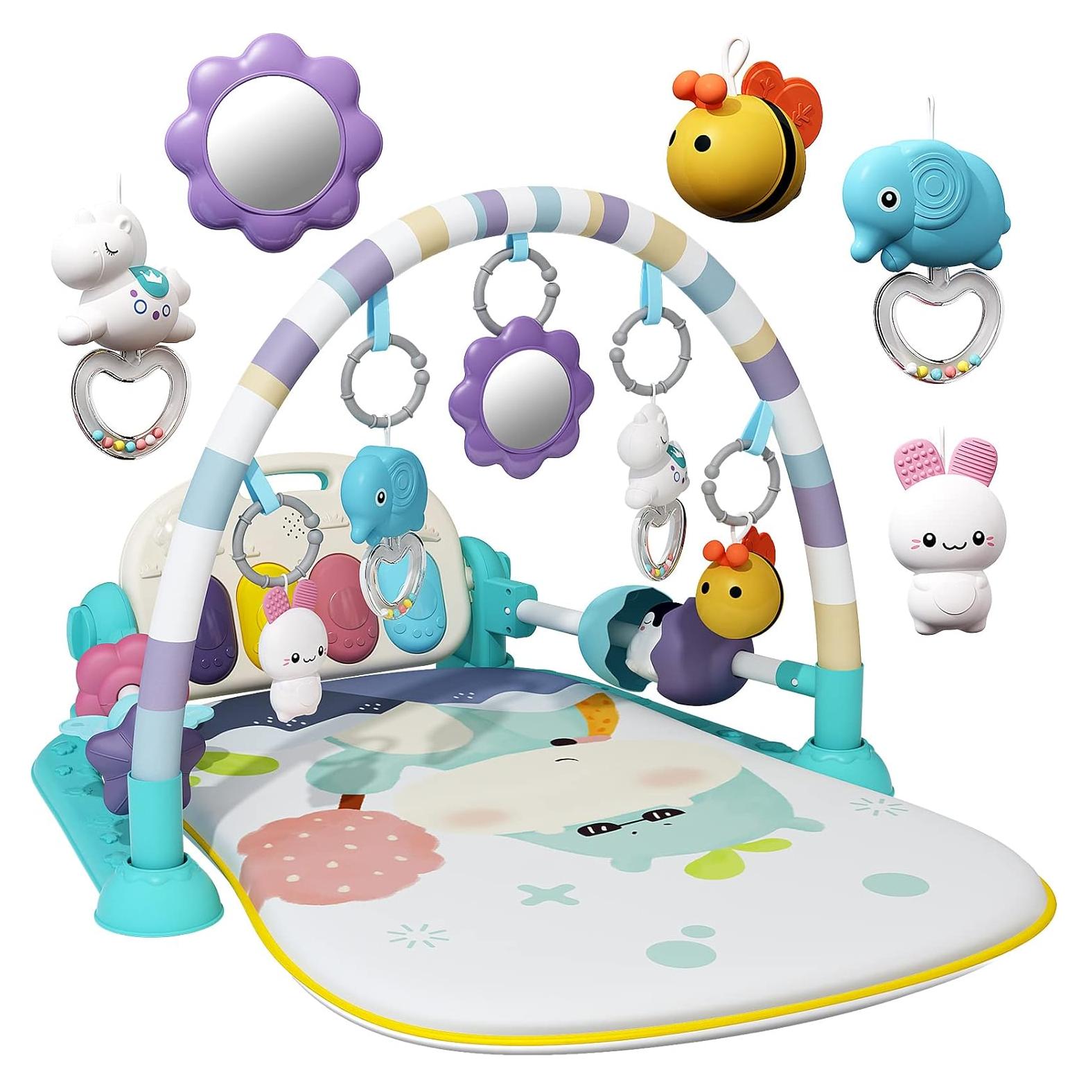 Gimnasio para Bebés Jovow Toys con Piano y 5 Sensores Verde