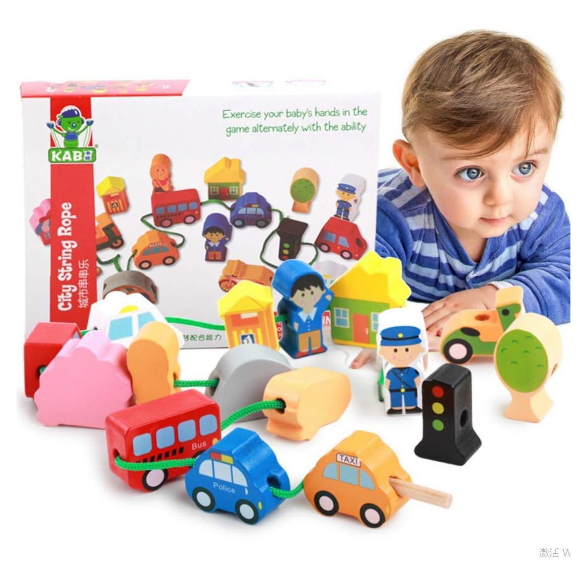 Juguetes Educativos de Madera Newraturner 16 Piezas Enhebrar