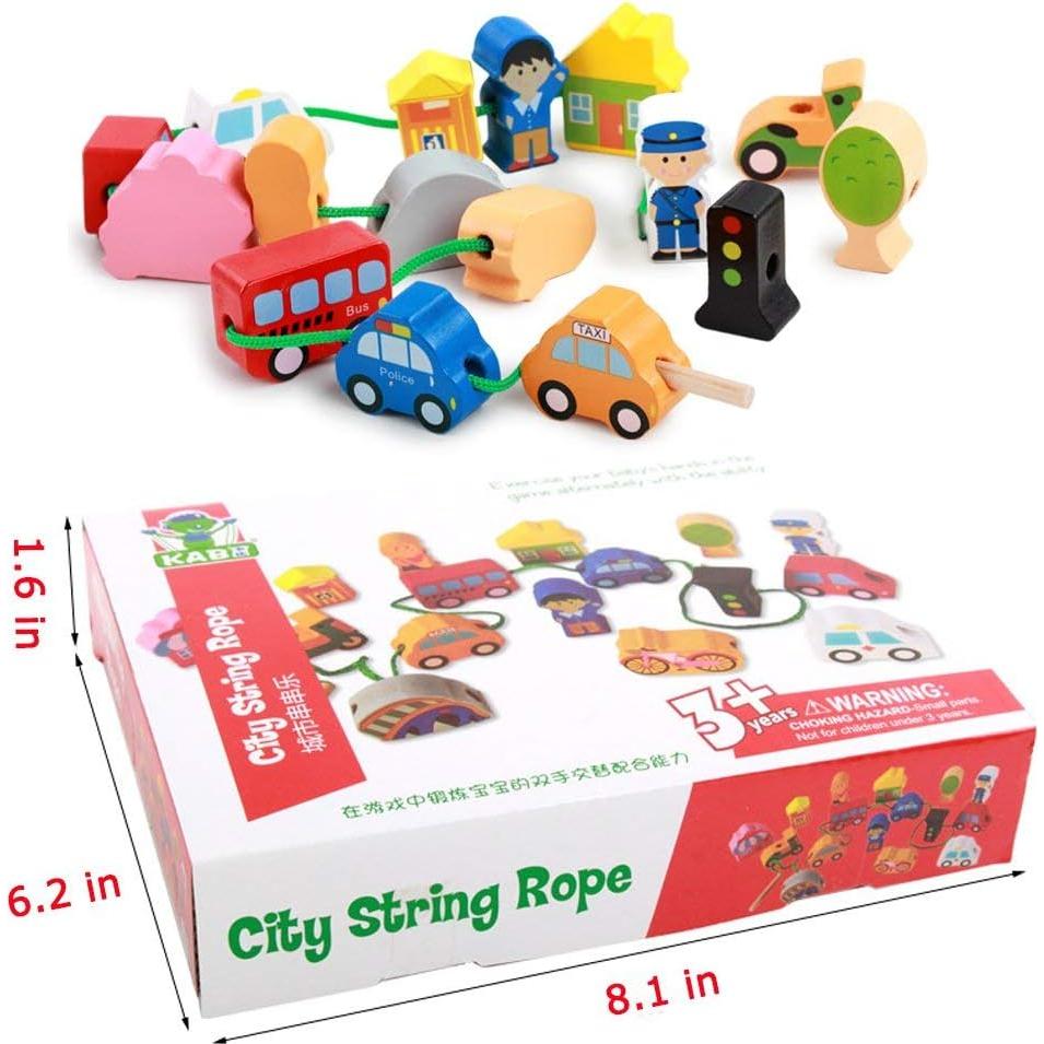 Juguetes Educativos de Madera Newraturner 16 Piezas Enhebrar