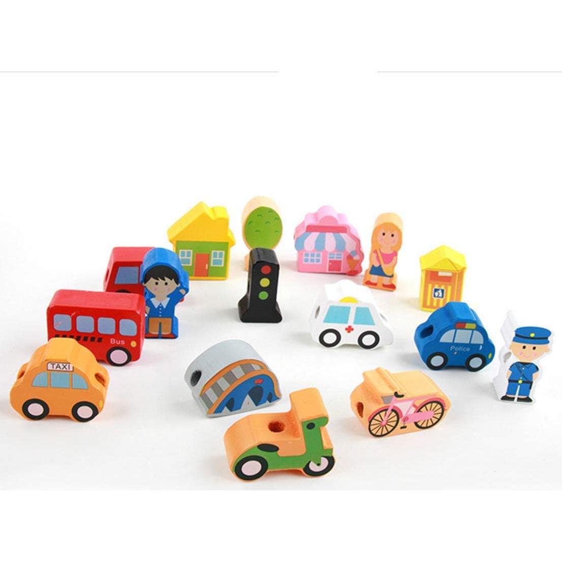 Juguetes Educativos de Madera Newraturner 16 Piezas Enhebrar