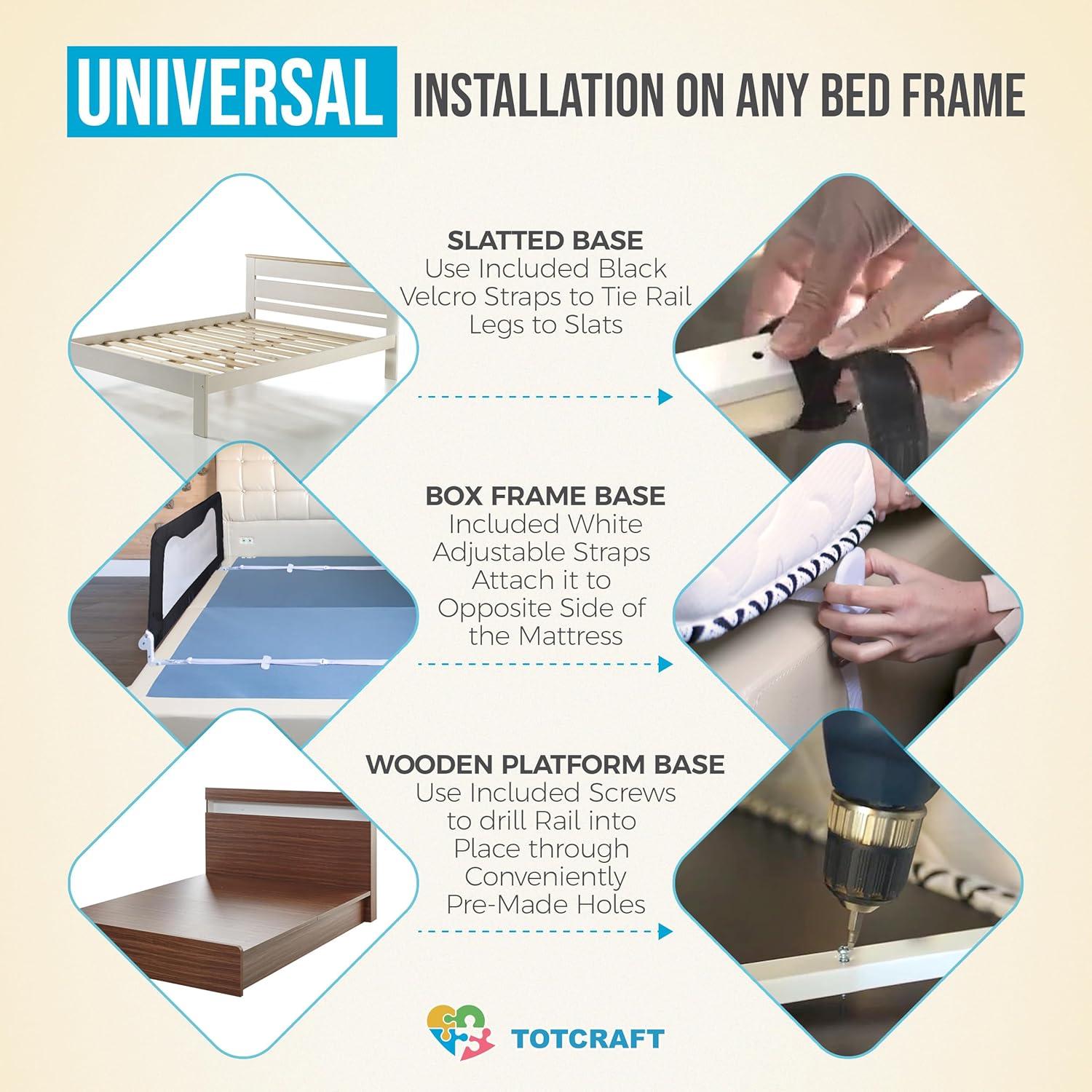 Barandilla de Seguridad TotCraft para Cunas y Camas - Gris 90.2x59.7 cm