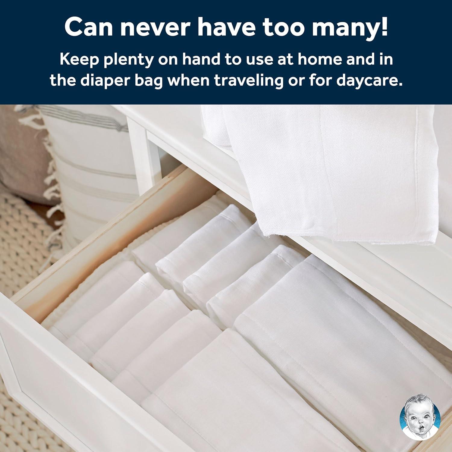 Paquete de 5 Pañales de Tela Prefold Gerber 100% Algodón