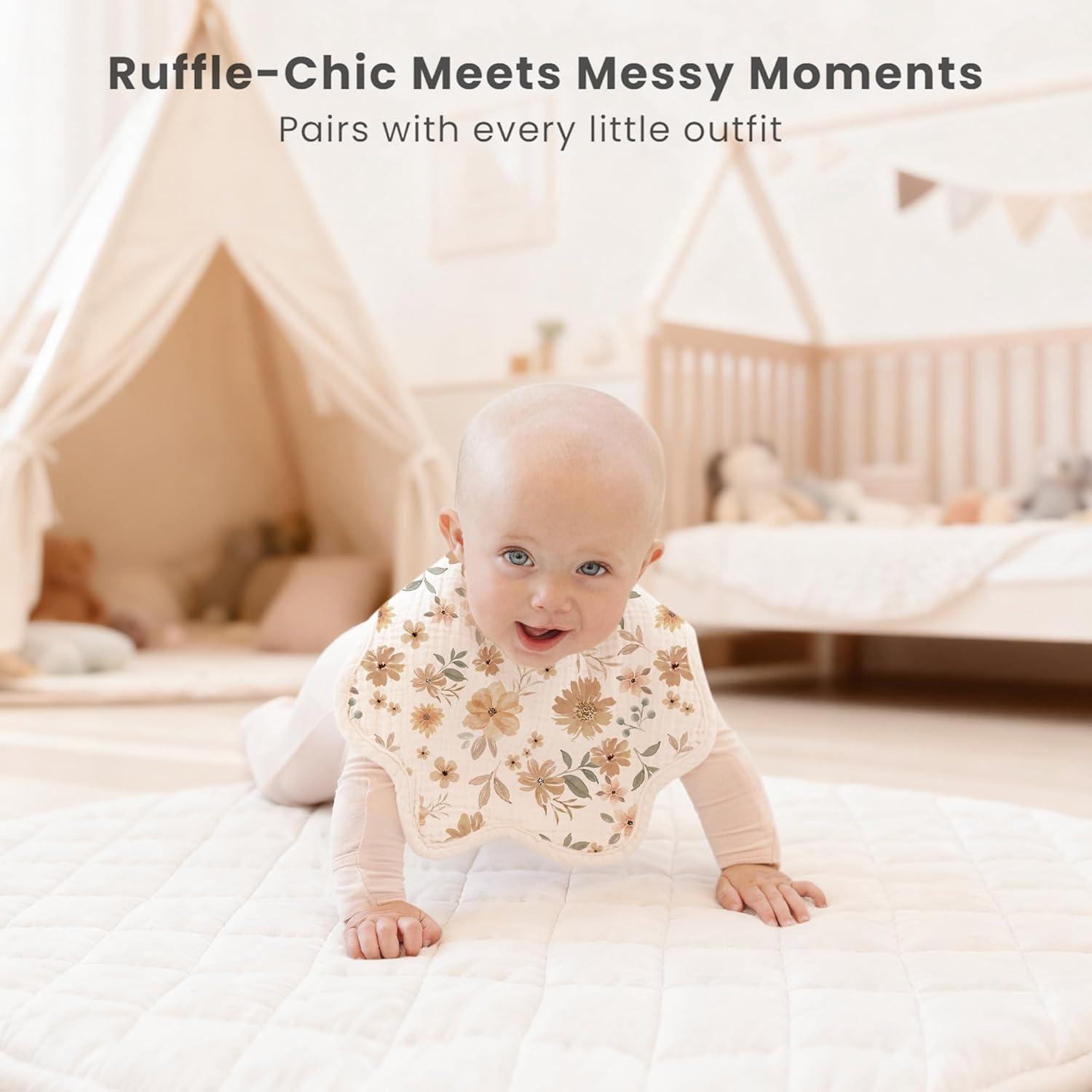 Baberos de Muselina Konssy 8 Pack 100% Algodón Ajustables