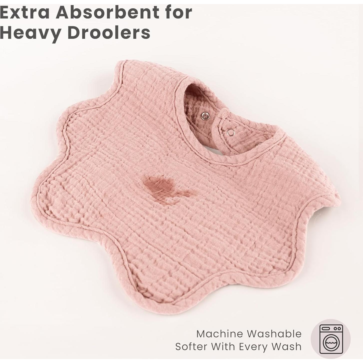 Baberos de Muselina Konssy 8 Pack 100% Algodón Ajustables