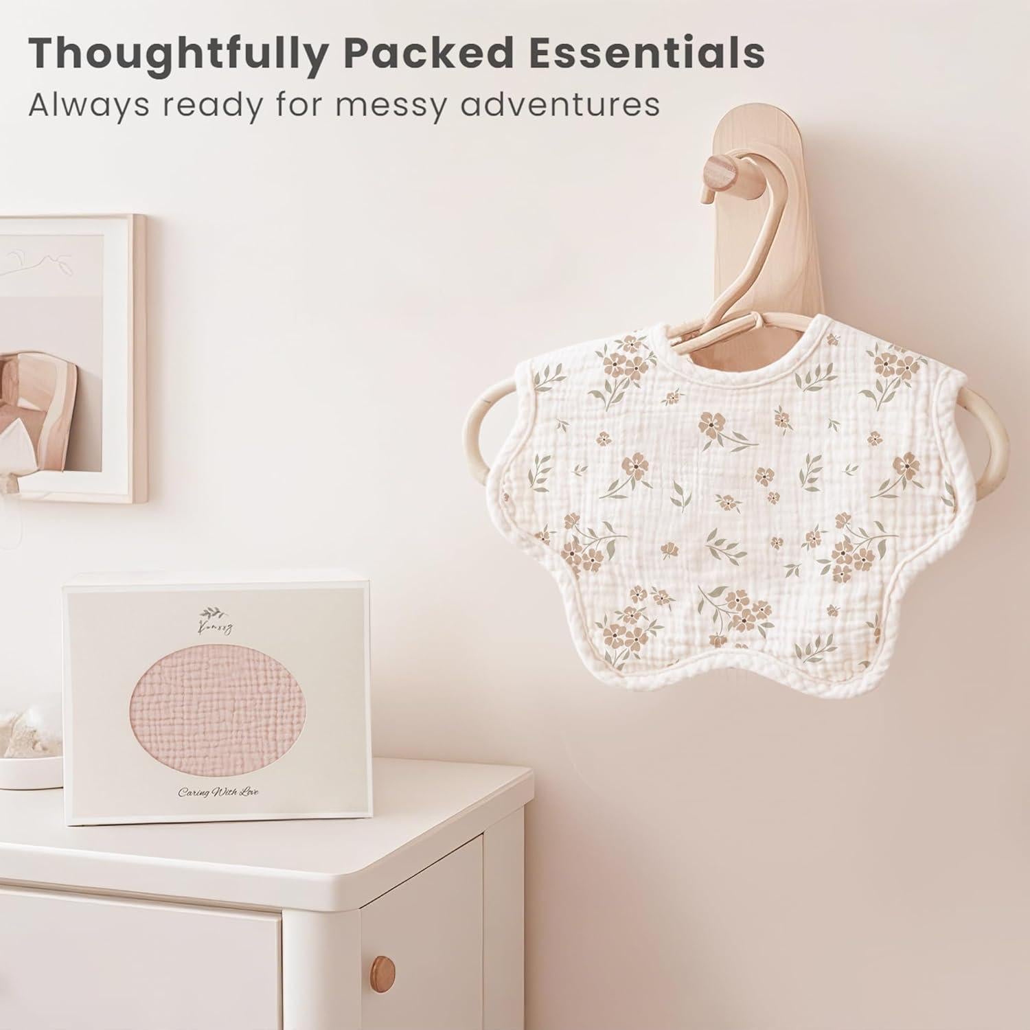 Baberos de Muselina Konssy 8 Pack 100% Algodón Ajustables