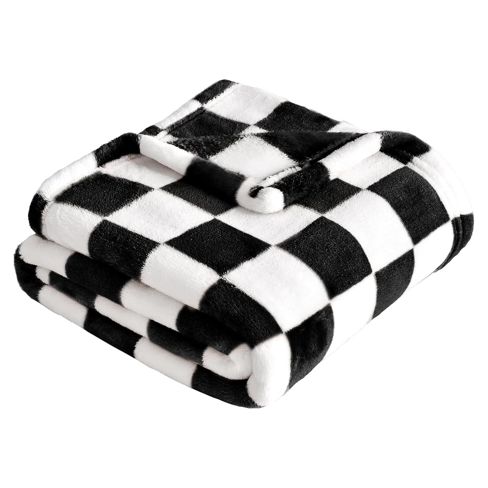 Manta de Bebé Yurhap A Cuadros 76x102cm Forro Polar Negro