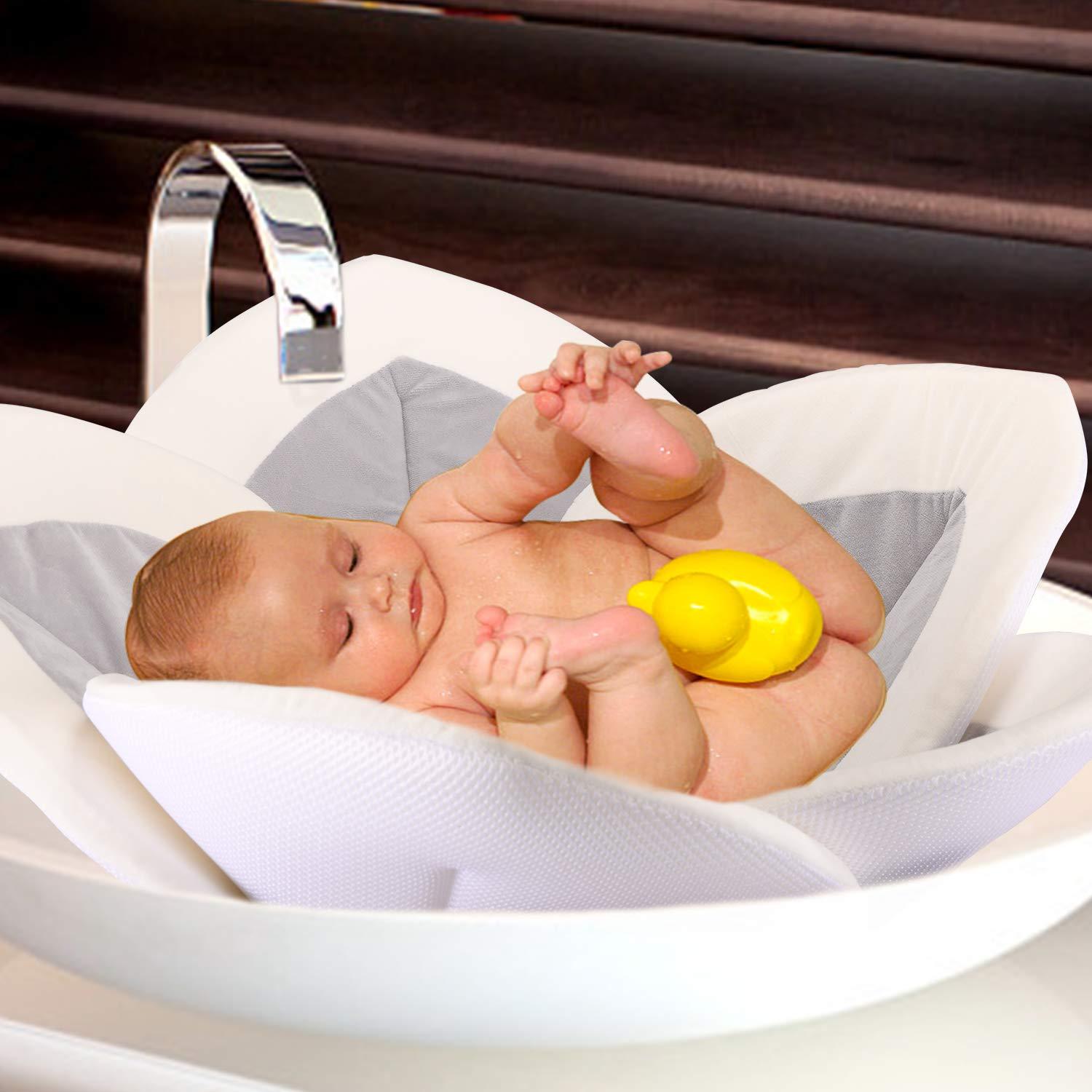 Almohadilla de Baño para Bebé SUNDEE - Flor Gris - Antideslizante