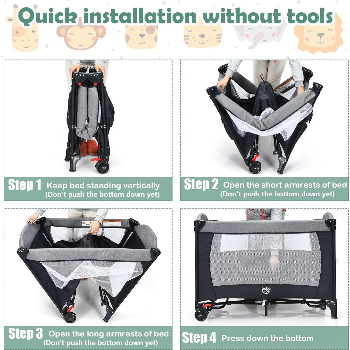 Cuna Lateral Multifuncional BABY JOY 5 en 1 Negra