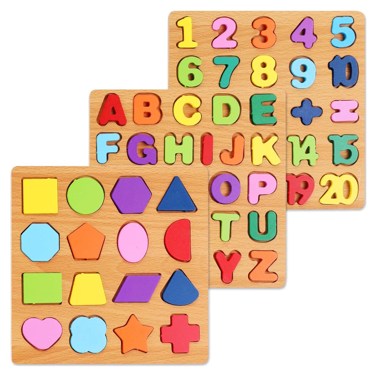 Rompecabezas de Madera ABC y Números Nashrio - 3 Piezas