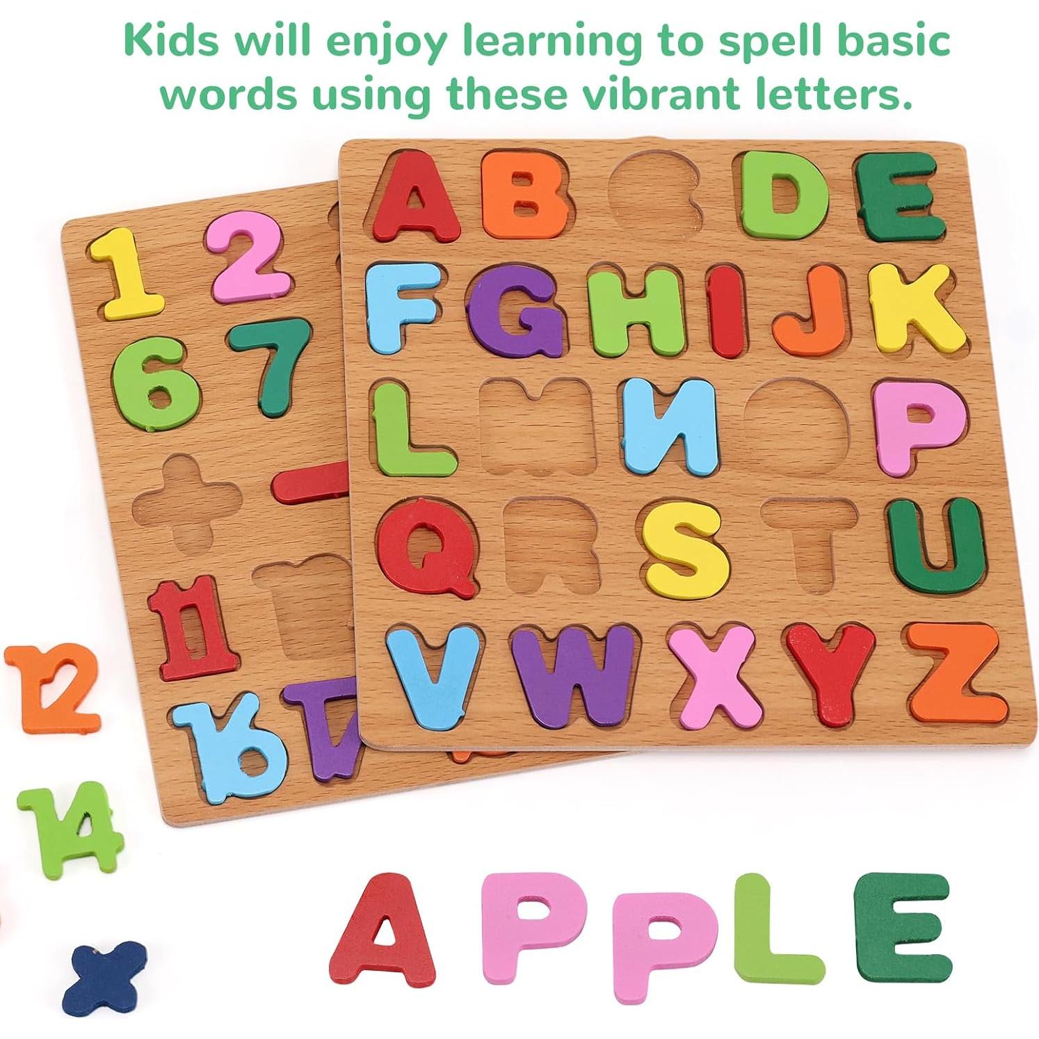 Rompecabezas de Madera ABC y Números Nashrio - 3 Piezas