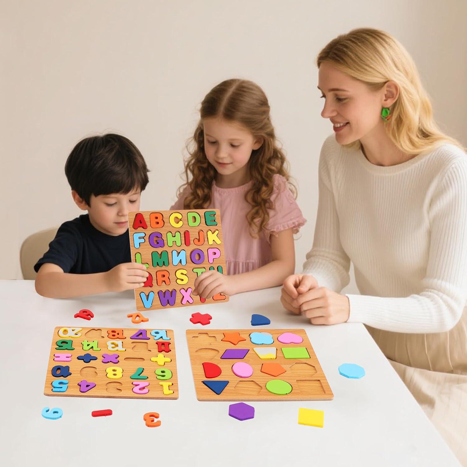 Rompecabezas de Madera ABC y Números Nashrio - 3 Piezas