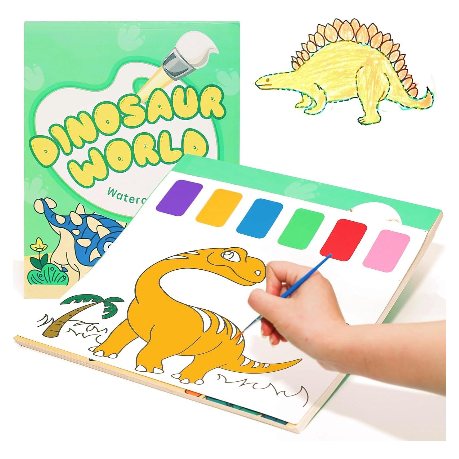 Libro de Colorear Acuarela TWWDE AUG Dinosaurios 20 Páginas