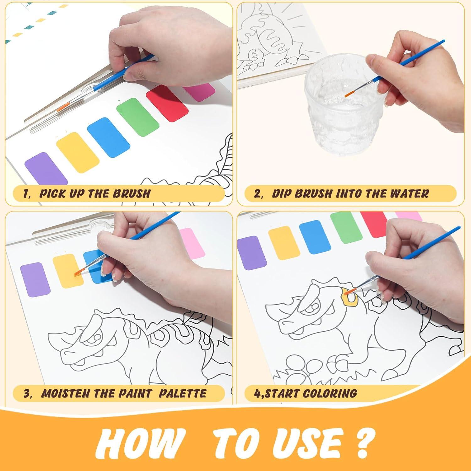 Libro de Colorear Acuarela TWWDE AUG Dinosaurios 20 Páginas