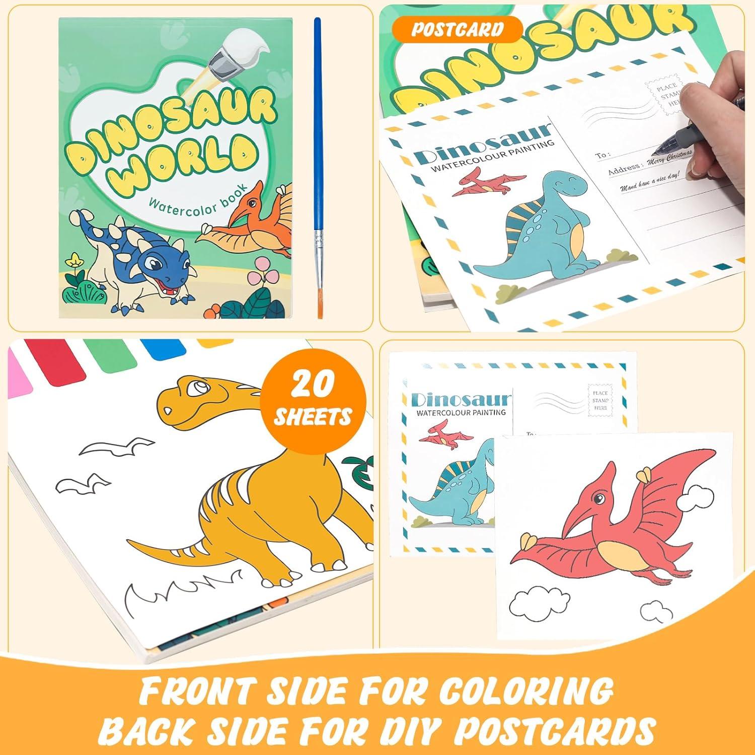 Libro de Colorear Acuarela TWWDE AUG Dinosaurios 20 Páginas