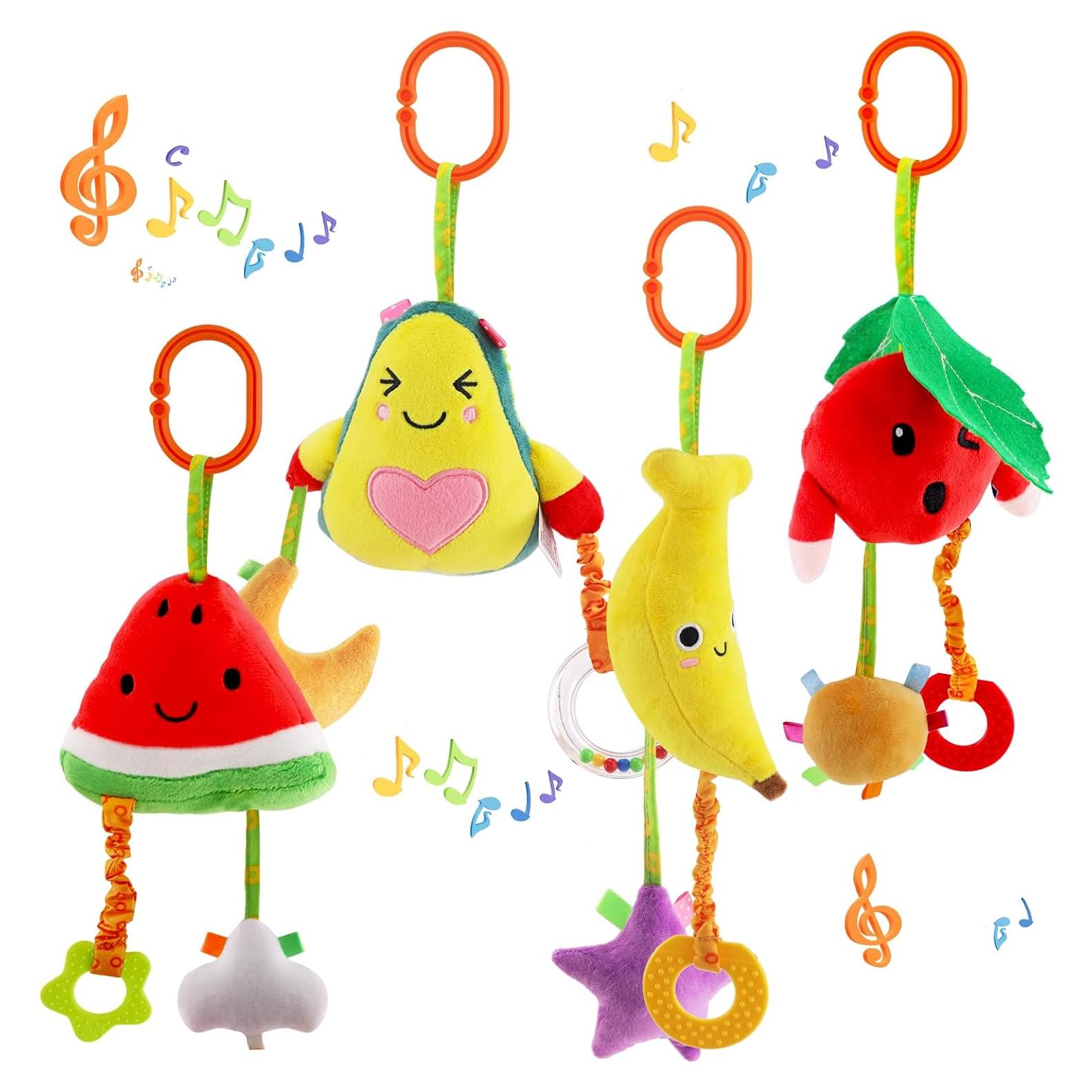 Juguetes Colgantes para Bebés KAKIBLIN - Paquete de 4 Fruta