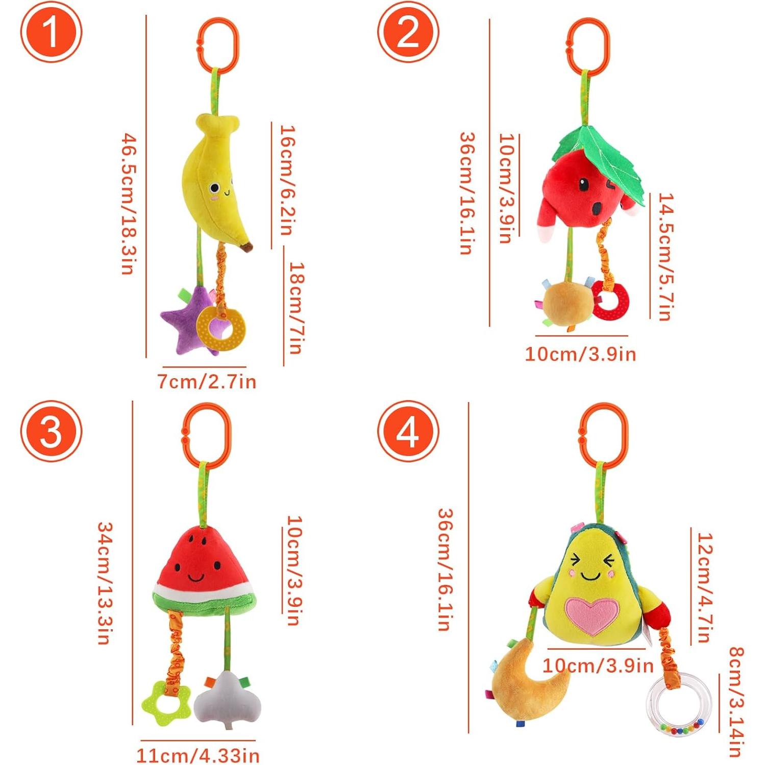 Juguetes Colgantes para Bebés KAKIBLIN - Paquete de 4 Fruta