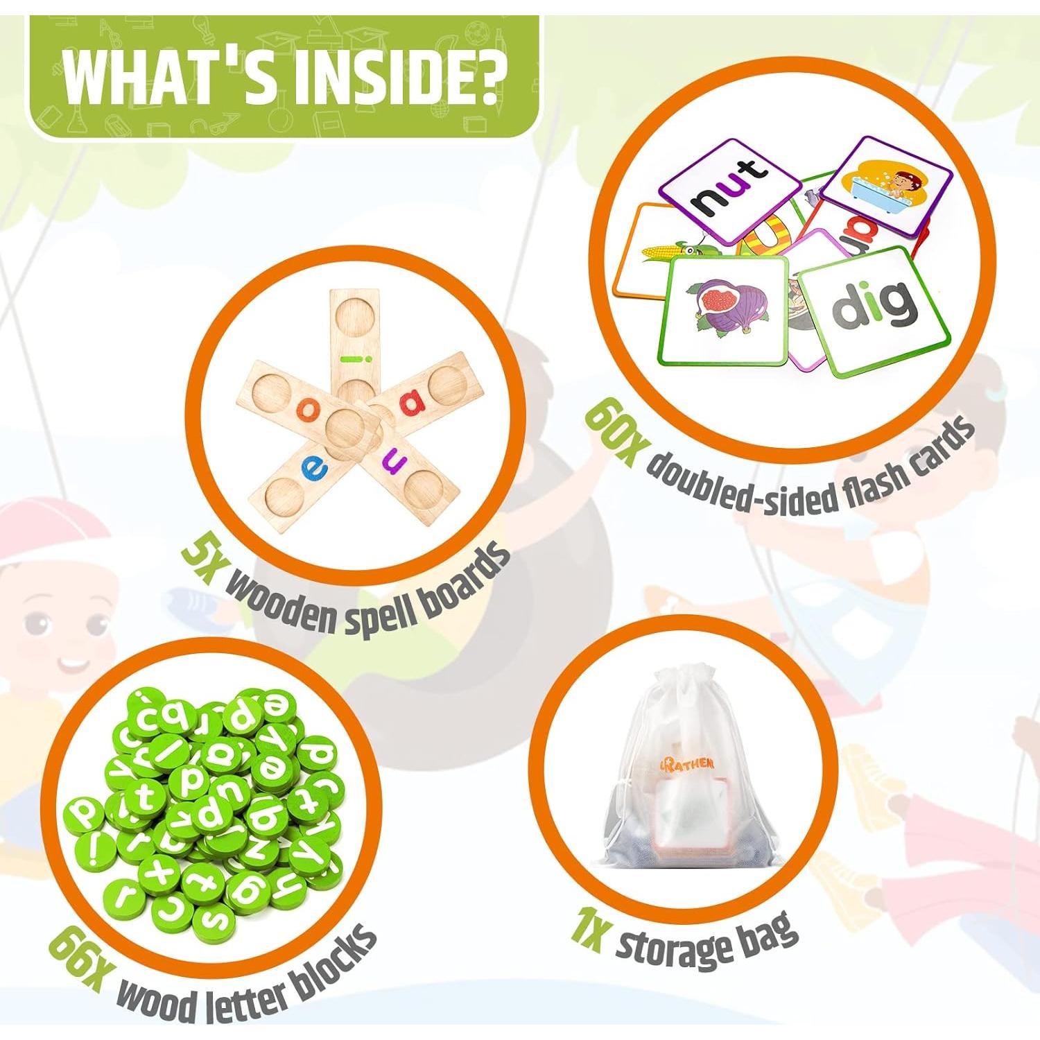 Juego Educativo de Ortografía de Madera Lrathenk 131 Piezas