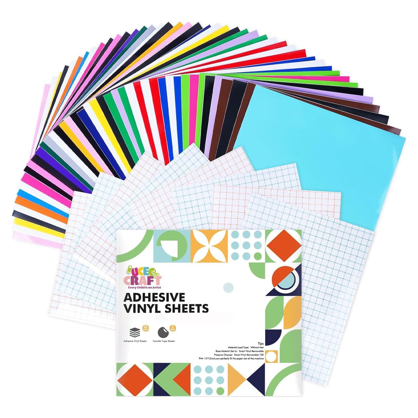 Vinilo Adhesivo Permanente UCEC 51 Hojas 22 Colores 24.1x30.5 cm