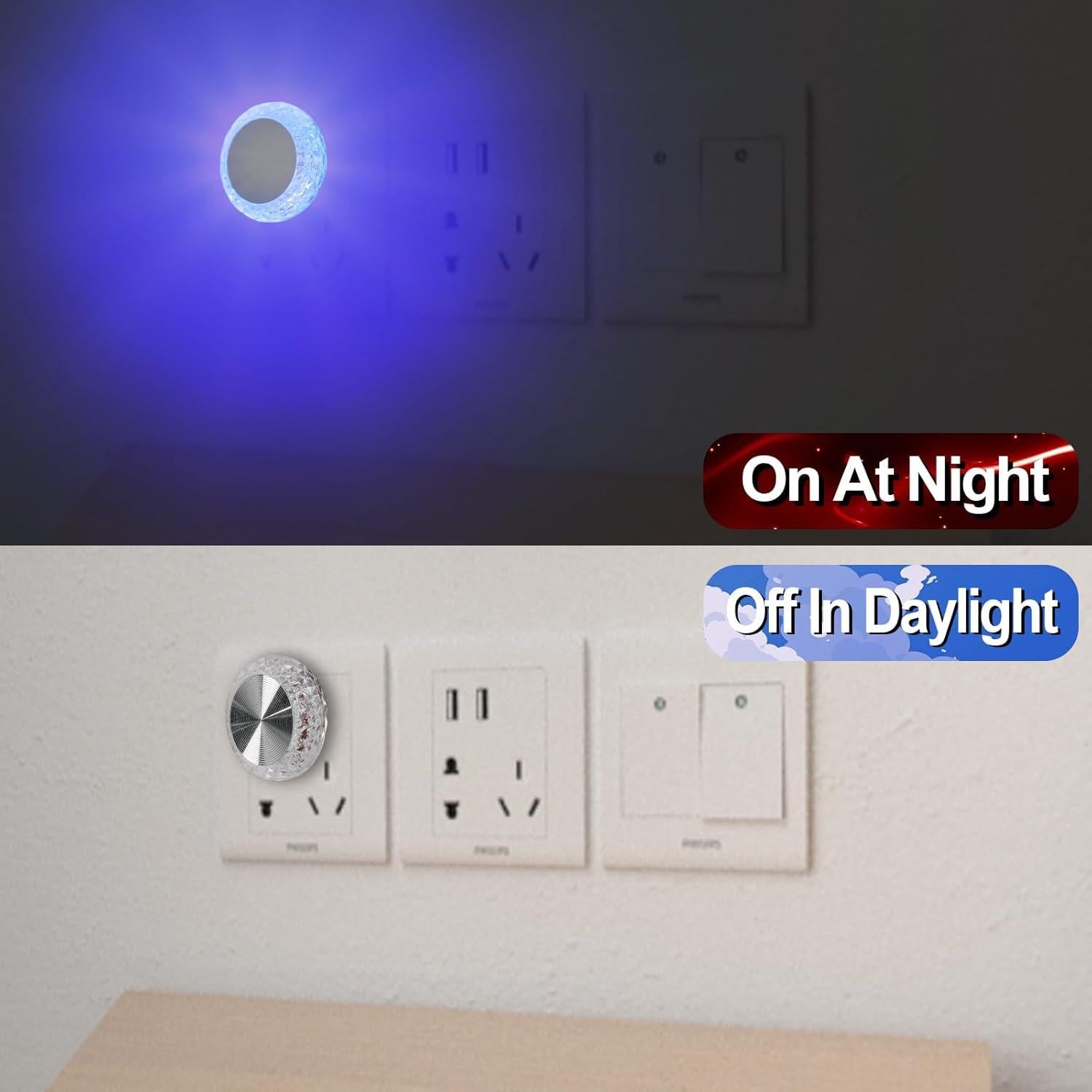 USB LED Car Interior Atmosphere Lamp, Crystal Mini USB LED Car Interior Ambient Lights, Trunk Ambient Light, Decoration Light Ambient Interior Led Light for all Car Interiors, 2 Pcs Night Light (Blue)