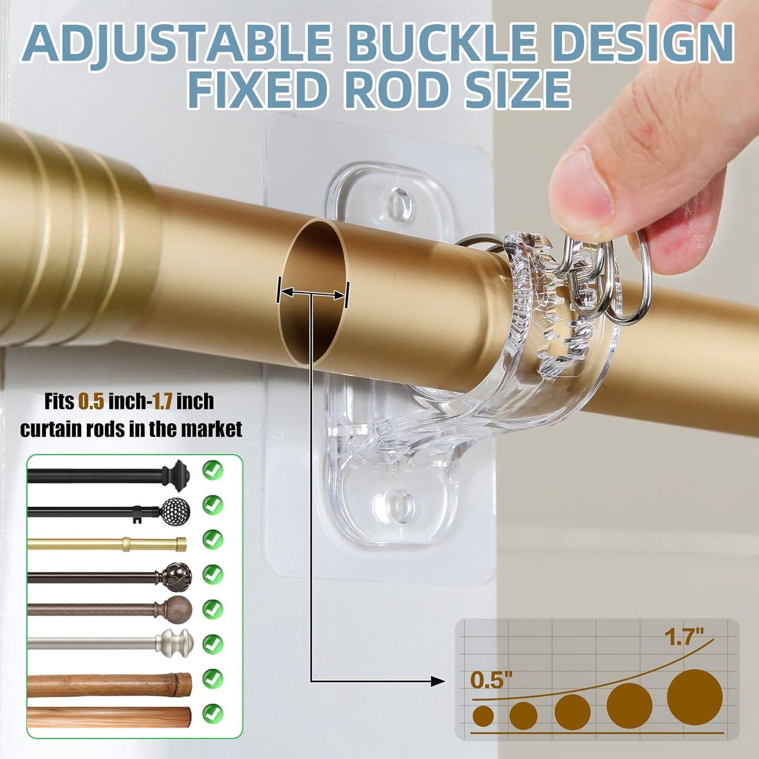 Soportes de barra de cortina sin taladrar MUAKIOY - Paquete de 8