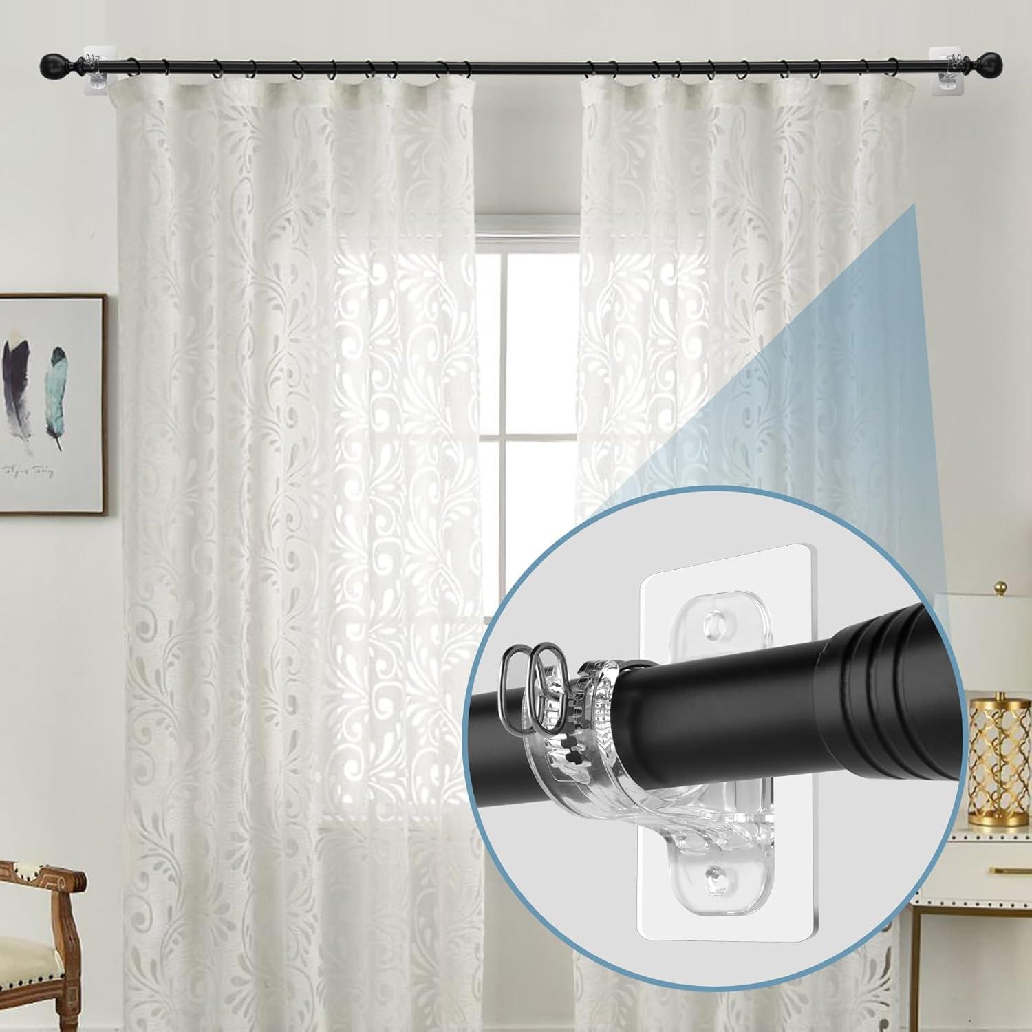 Soportes de barra de cortina sin taladrar MUAKIOY - Paquete de 8