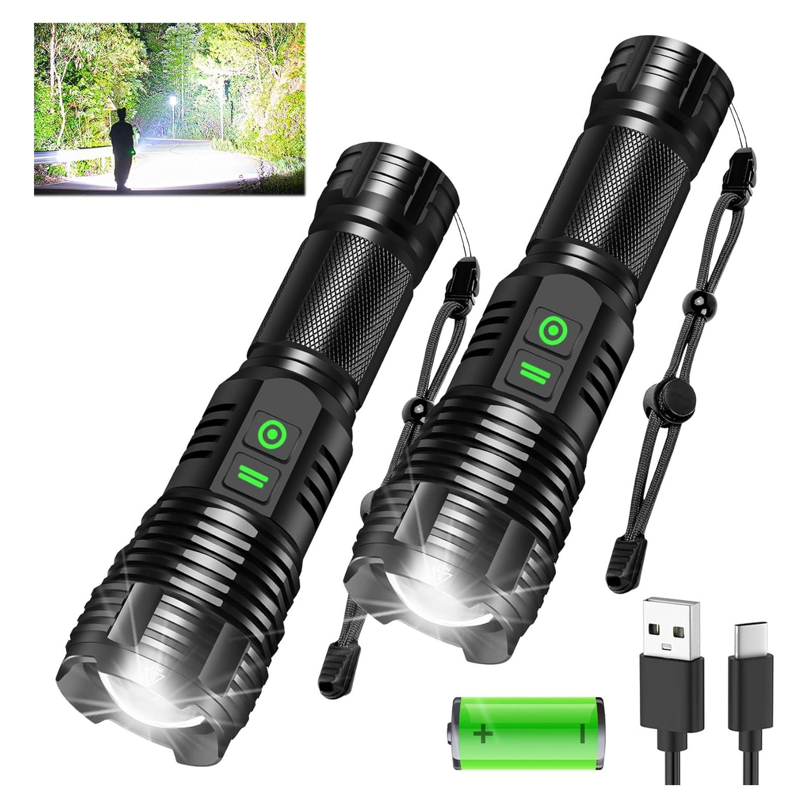 Paquete de 2 Linternas Recargables Northlet 100000 Lúmenes LED