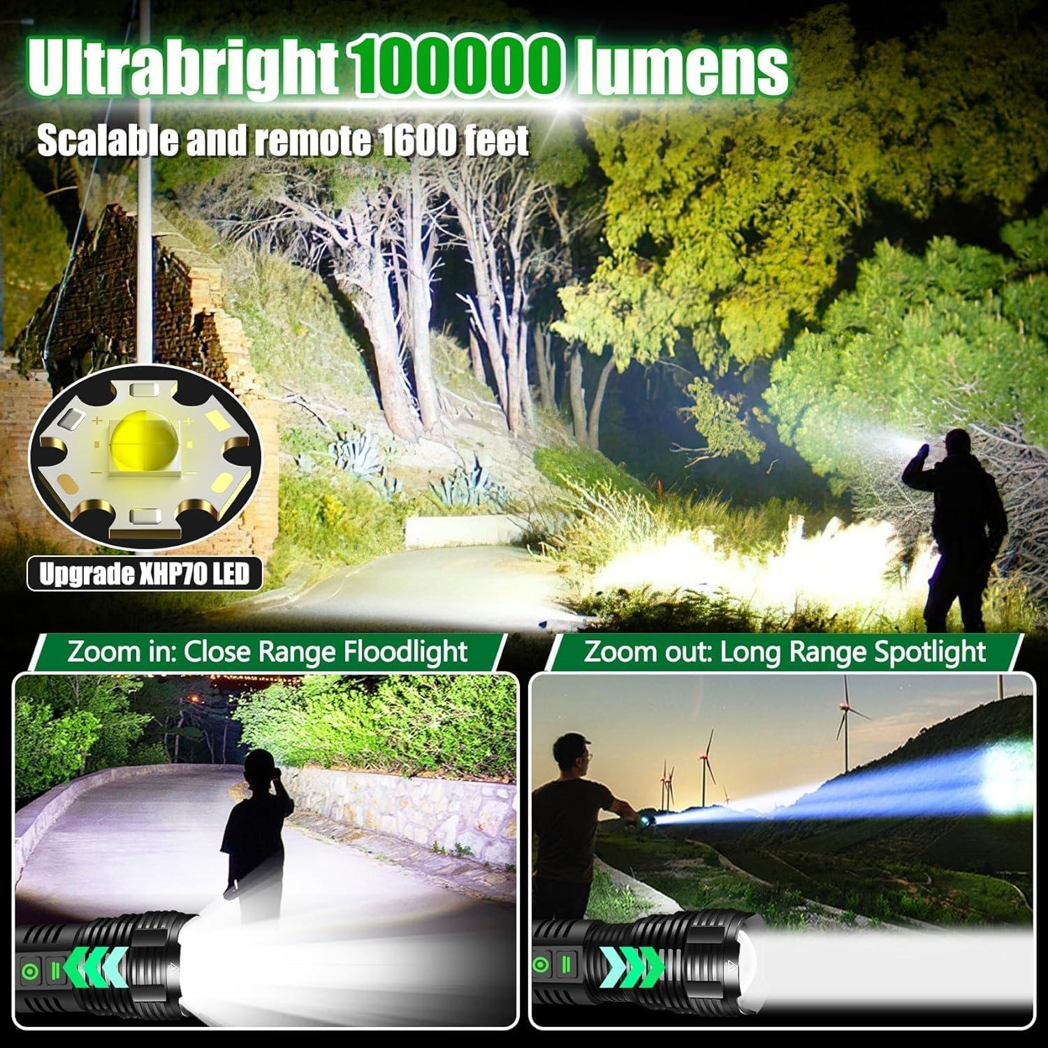 Paquete de 2 Linternas Recargables Northlet 100000 Lúmenes LED