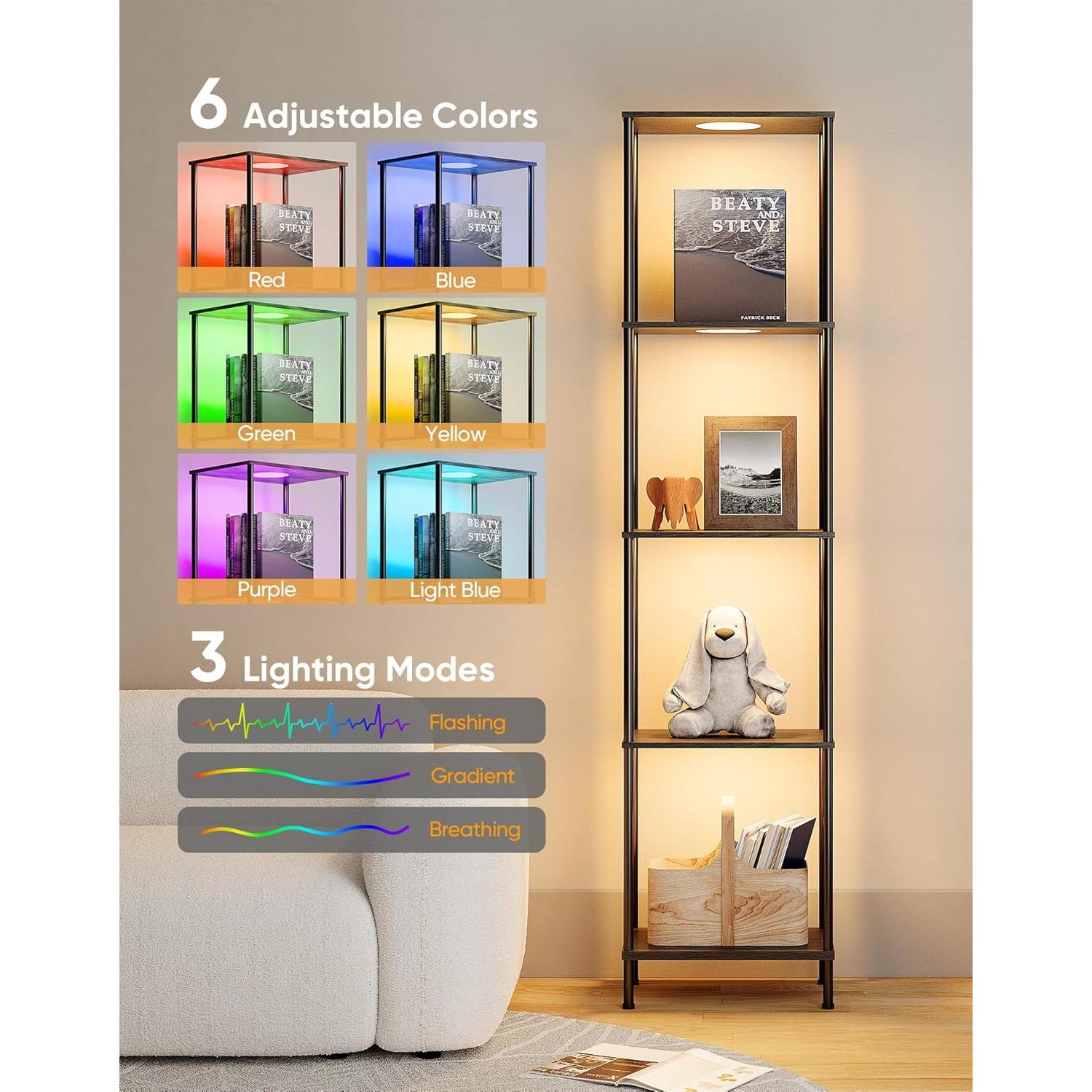 Estante de exhibición con luz RGBW PARTPHONER negro 165cm