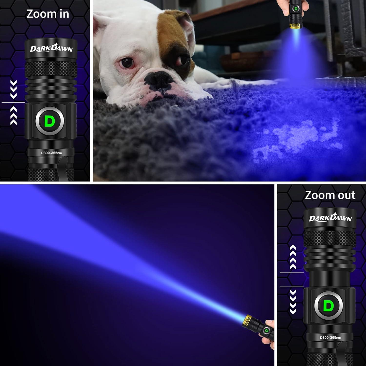 Linterna UV 365nm DARKDAWN Recargable USB Luz Negra Portátil
