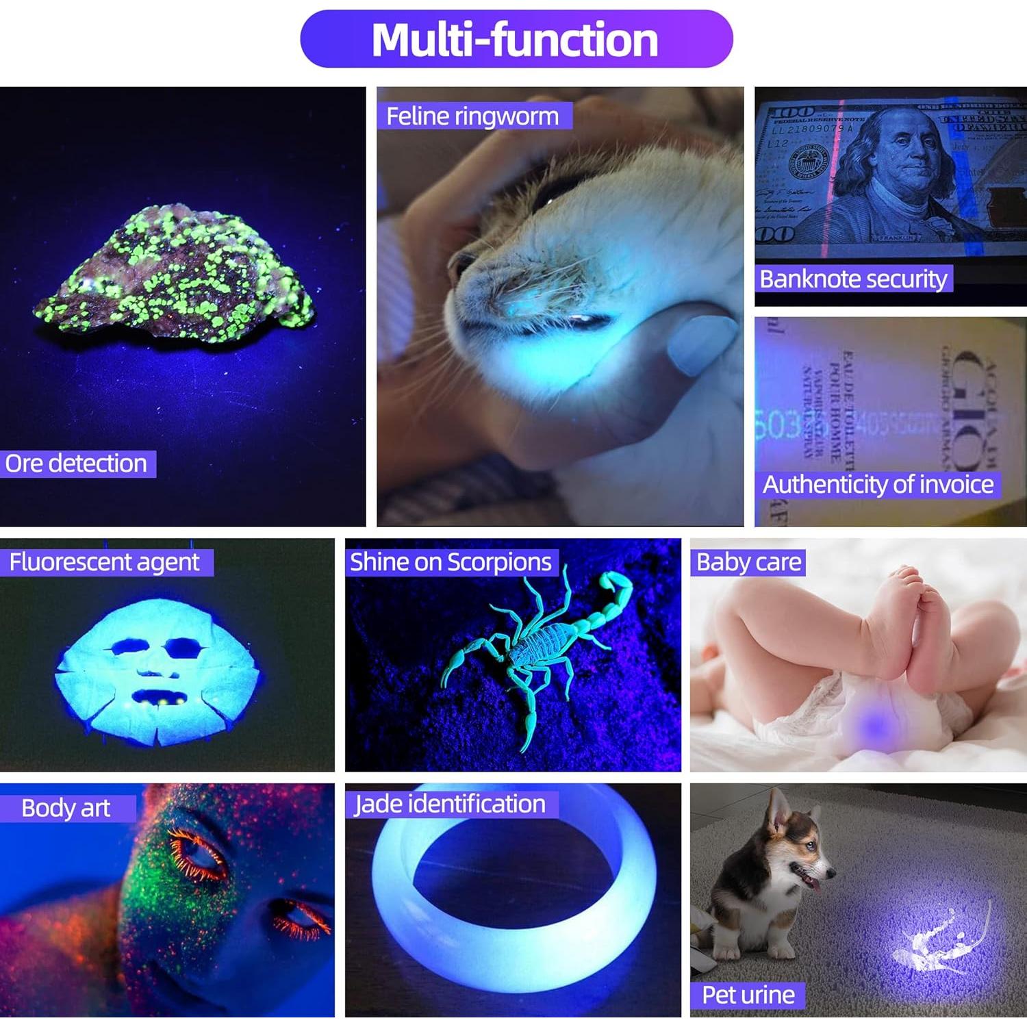 Linterna UV 365nm DARKDAWN Recargable USB Luz Negra Portátil