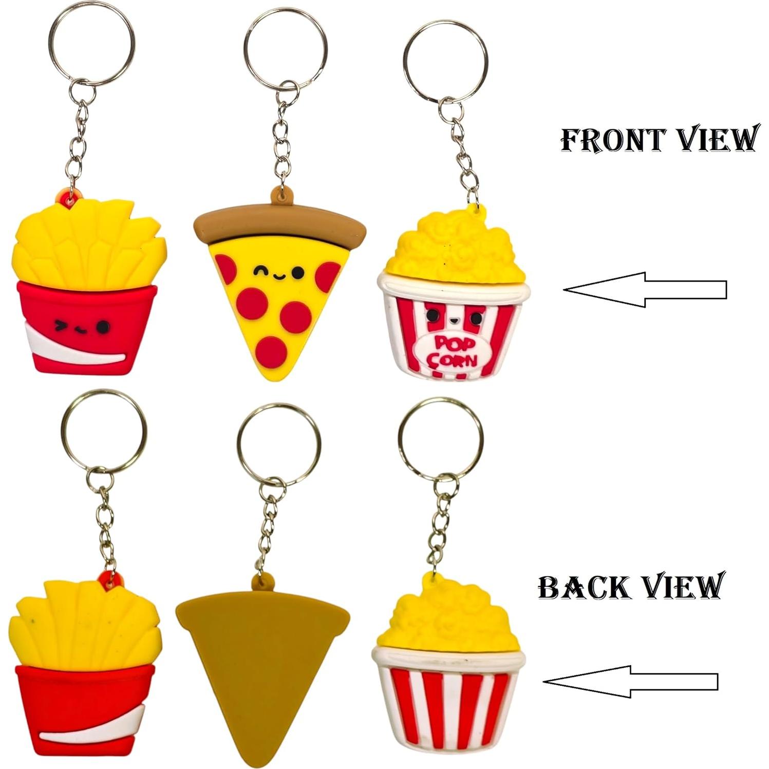 Llaveros Miniatura de Comida Rápida - Paquete de 6 Goma