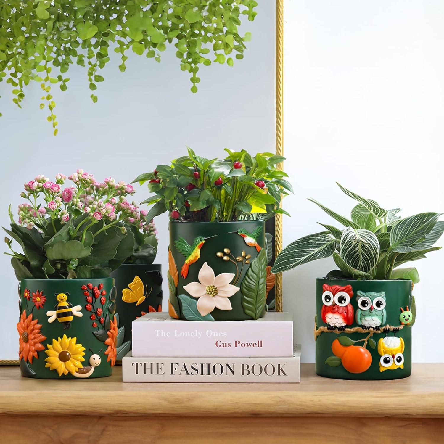 Maceta Decorativa GUGUGO Colibrí Verde Oscuro 12.5cm