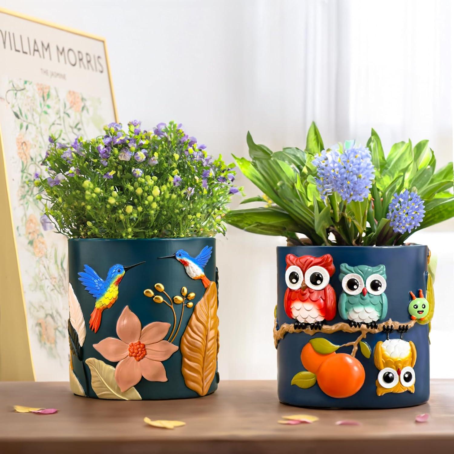 Maceta Decorativa GUGUGO Colibrí Verde Oscuro 12.5cm