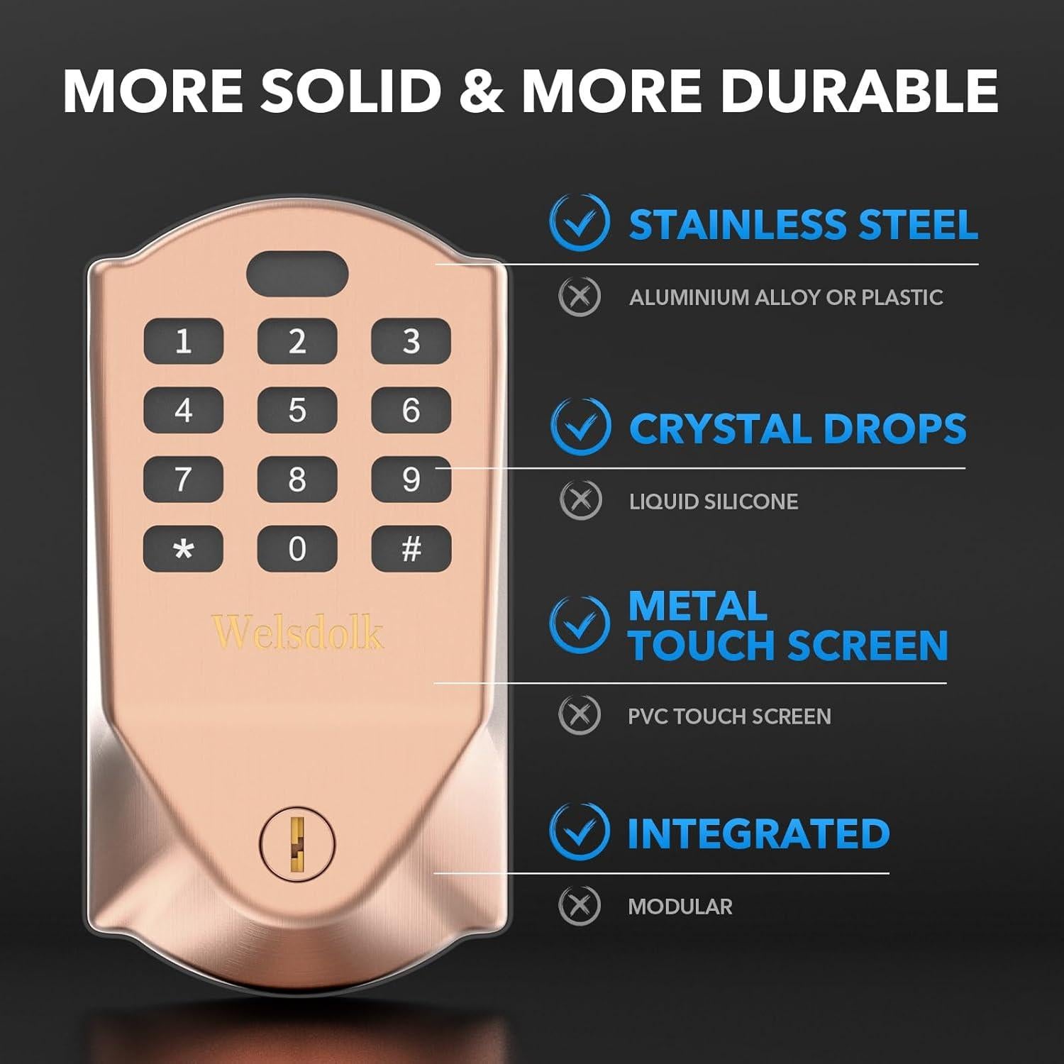 Cerradura Inteligente Welsdolk H1 Cobre Antiguo con Teclado