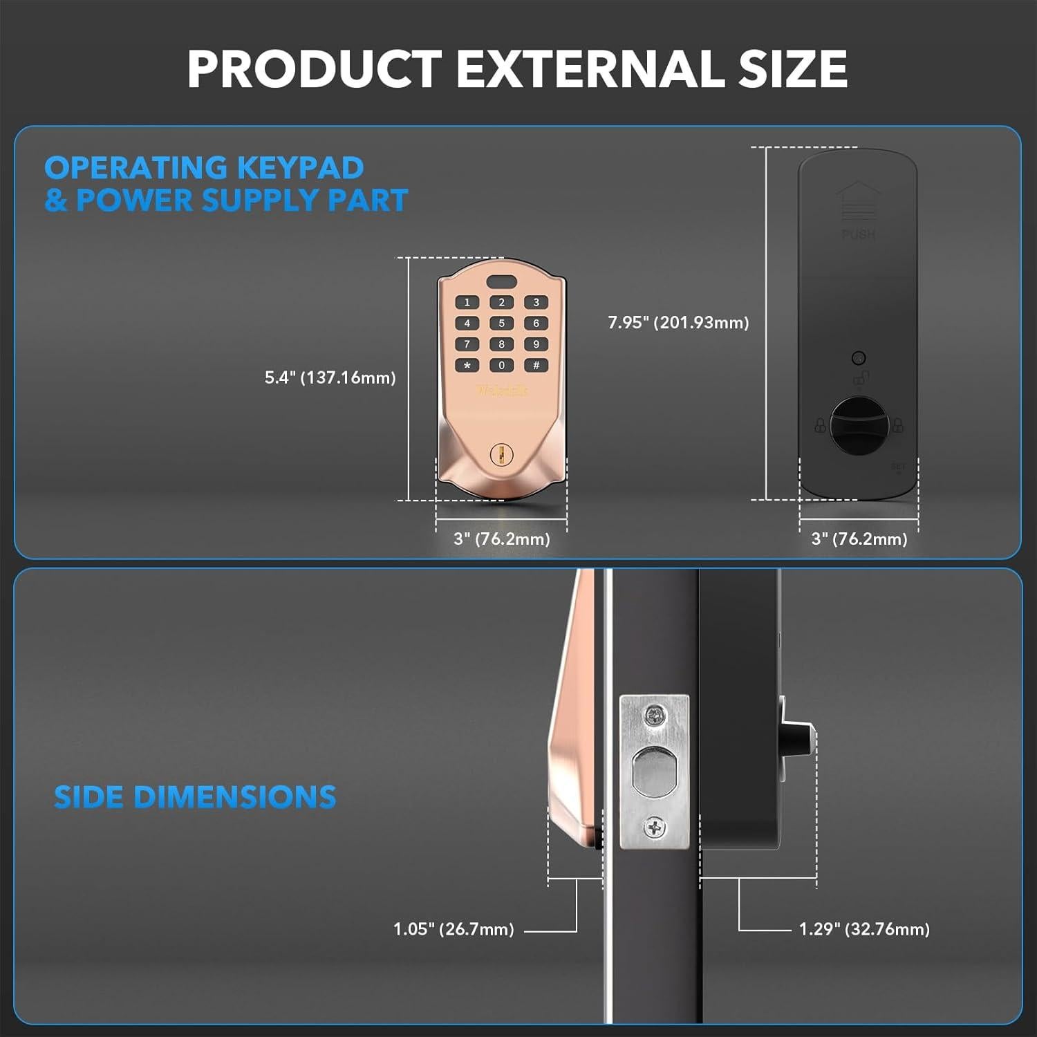 Cerradura Inteligente Welsdolk H1 Cobre Antiguo con Teclado